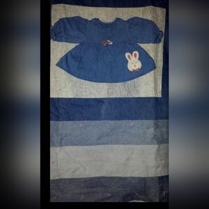 Hand Made Bunny One of Kind Custom Made Denim Quilt 60x44"